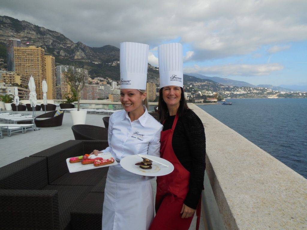 Pastry Chef Claire Verneil with our writer, Priscilla Pilon in Monte Carlo.