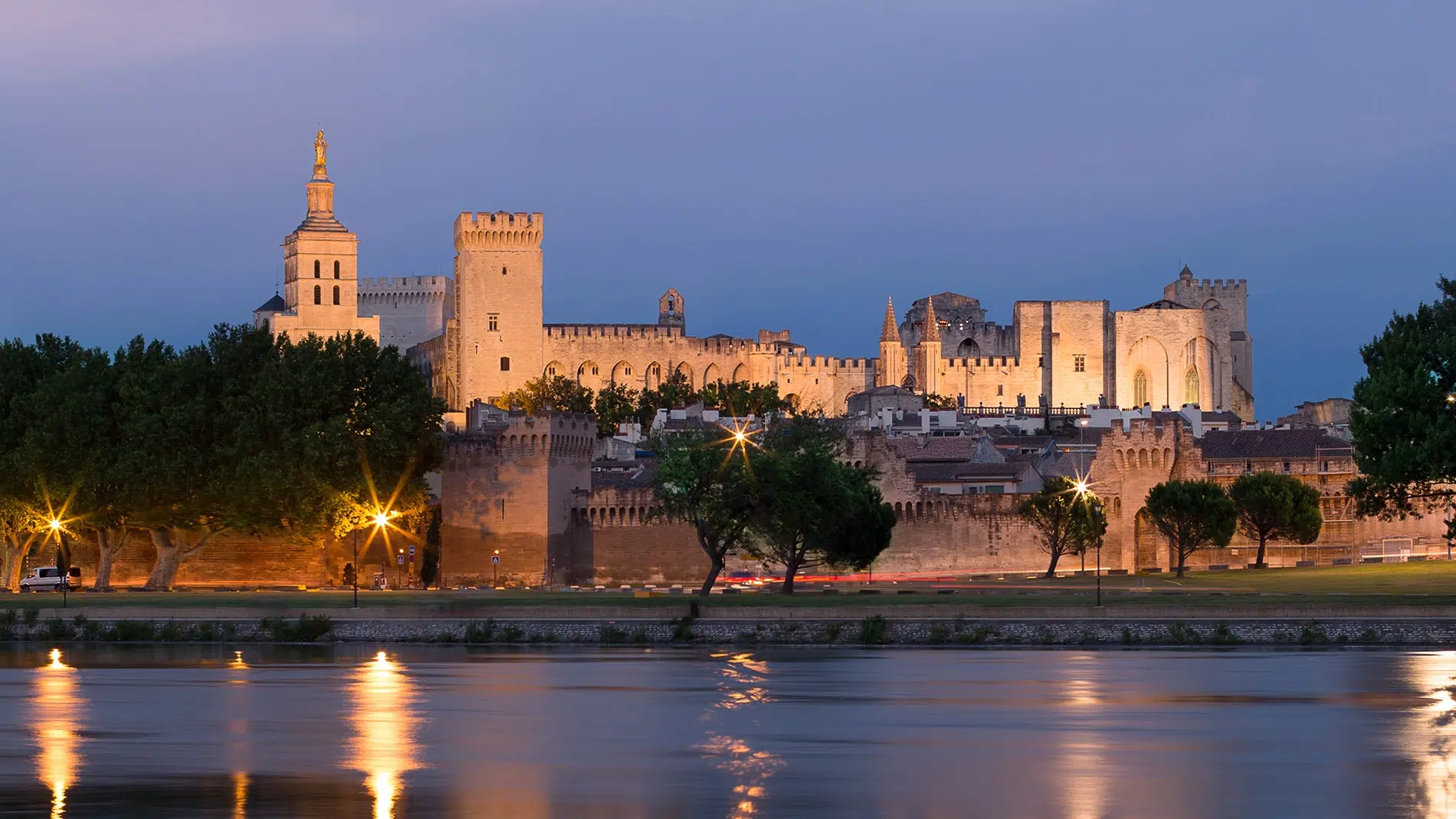 Avignon Palais des Papes Dusk Vertical. Courtesy of Viking River Cruises Avignon Palais des Papes Dusk Vertical. Courtesy of Viking River Cruises