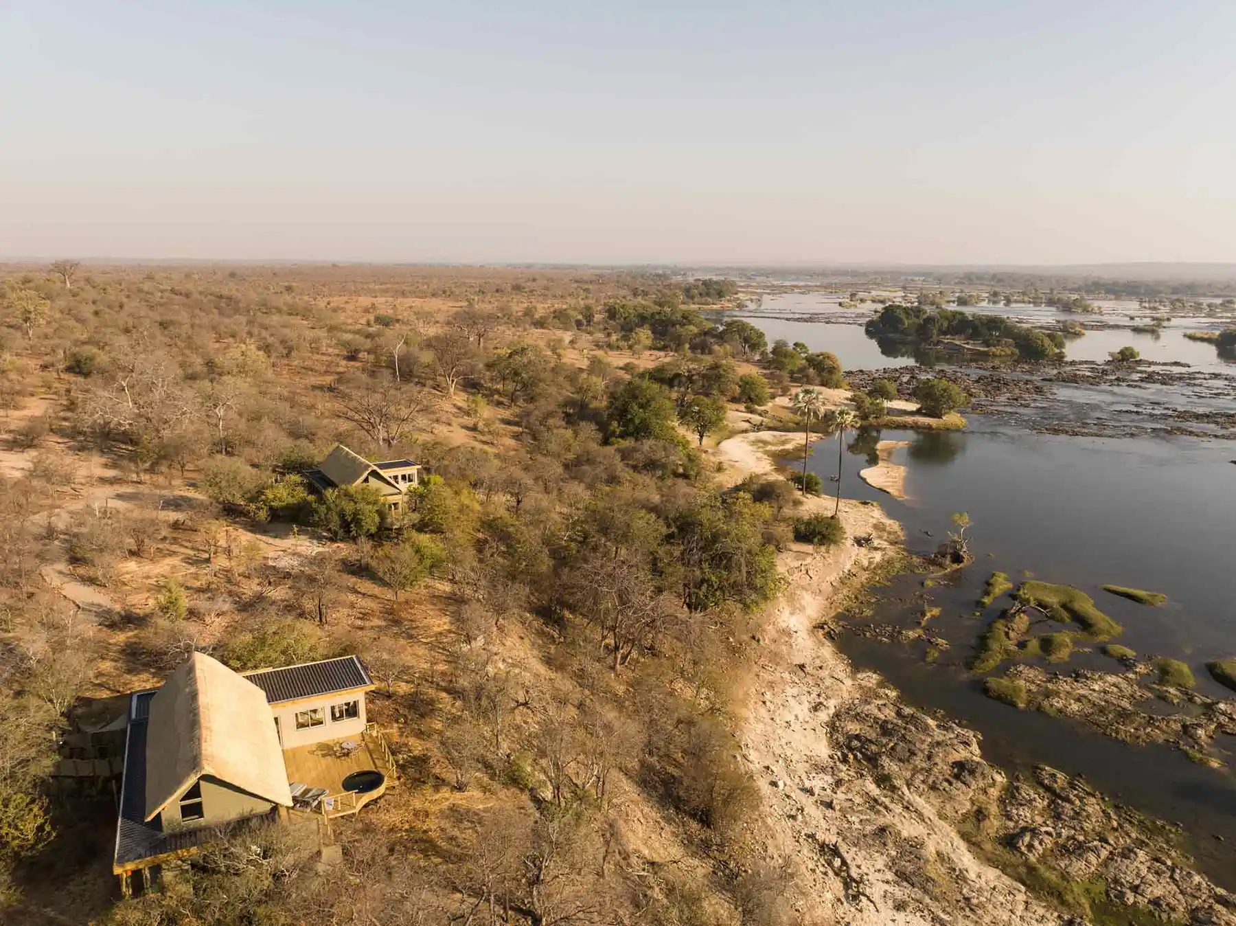 Victoria Falls Island Lodge aerial look Victoria Falls Island Lodge aerial look