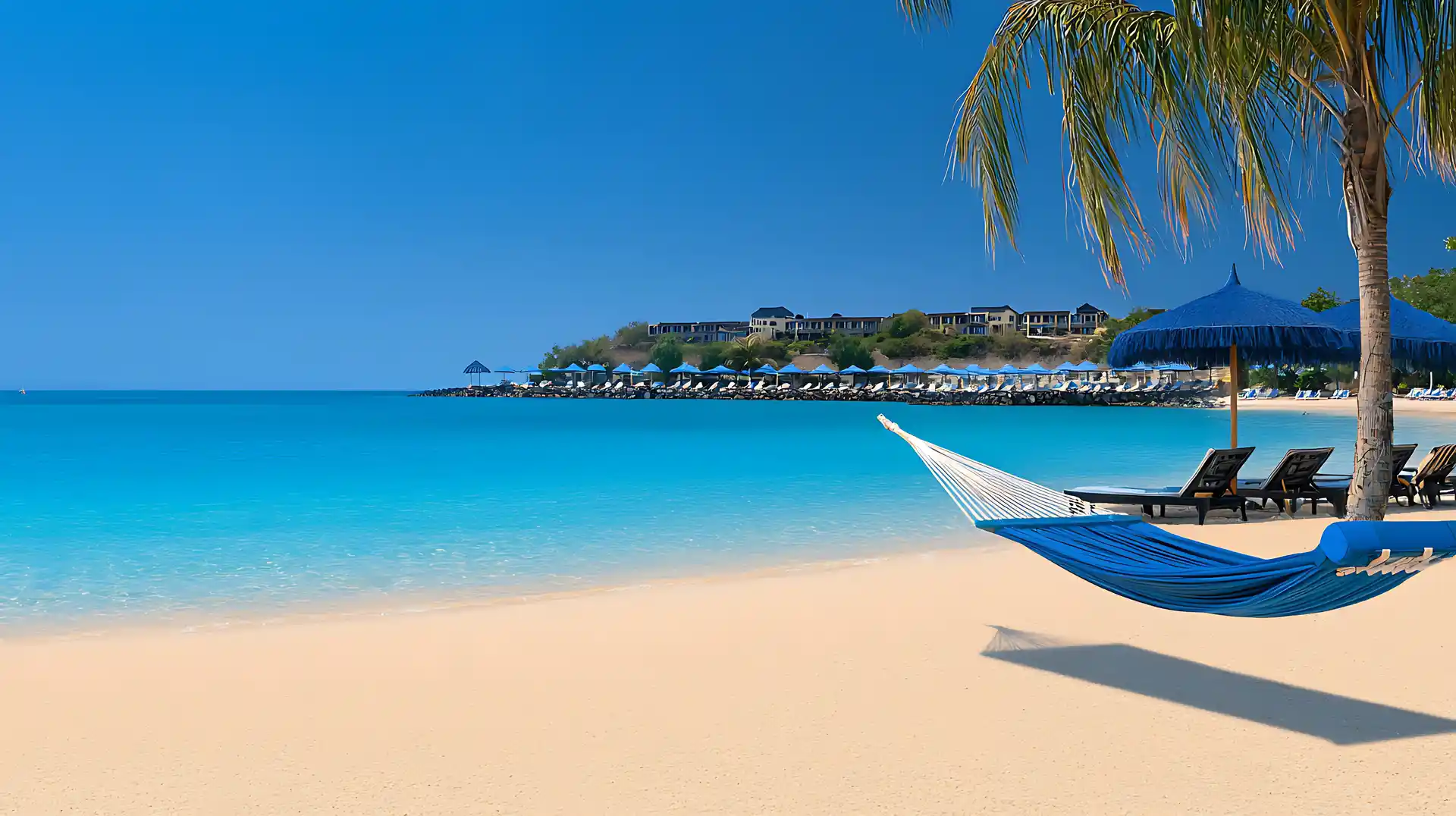 Beach in Anguilla with beach hammack. Photo vecteezy-medium Beach in Anguilla with beach hammack. Photo vecteezy-medium