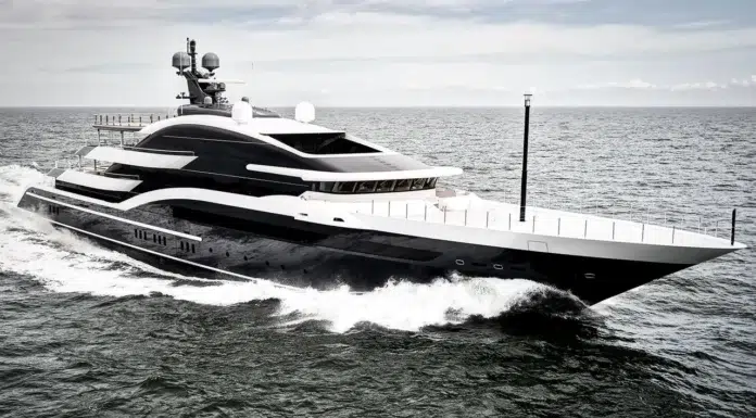 Oceanco’s 295 feet Superyacht Project Shark Oceanco Y717 project shark sea trials. Photo credit Francisco Martinez