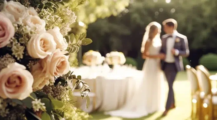 Choosing the Perfect Venue for Your Dream Wedding wedding-ceremony-and-celebration-with bride-and-groom-at-a beautiful outside venue