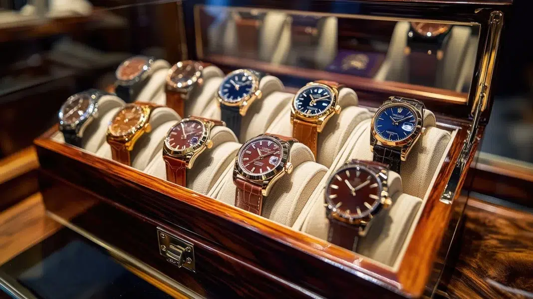 luxury watches displayed on a watch box perfect to gift him. Photo via vecteezy luxury watches displayed on a watch box perfect to gift him. Photo via vecteezy