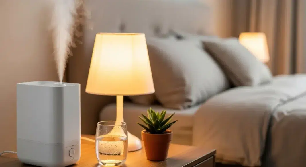 A Humidifier in the bedroom of your home. Photo via vecteezy-medium A Humidifier in the bedroom of your home. Photo via vecteezy-medium