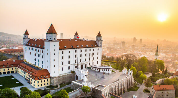 Bratislava, A Royal Welcome to The Capital of Slovak Republic Aerial view of Bratislava Castle