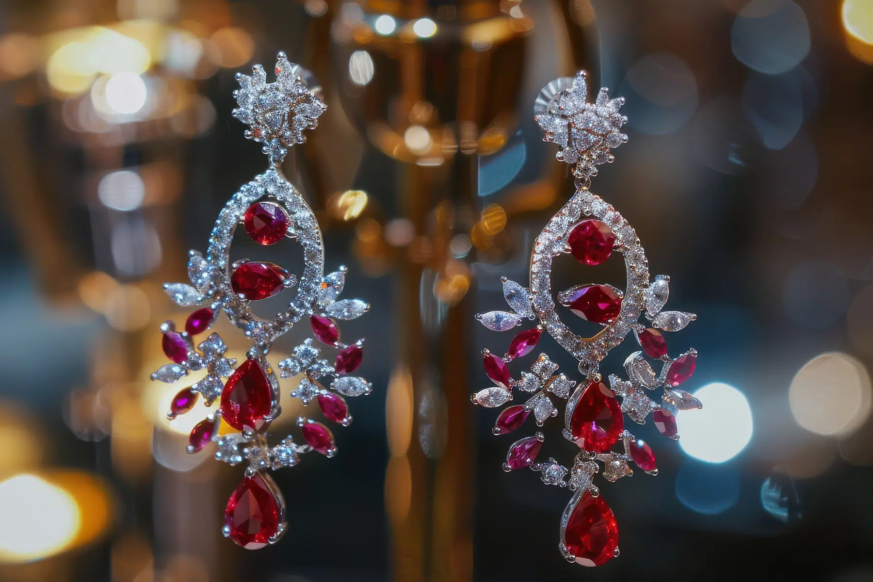 Elegant red rubies and diamond earrings. Vecteezy-medium Elegant red rubies and diamond earrings. Vecteezy-medium