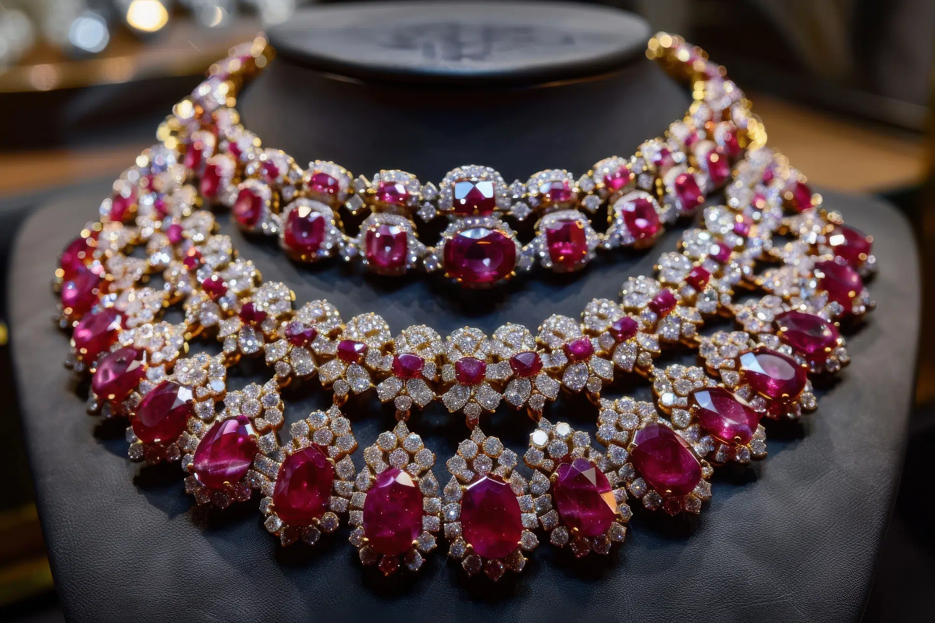 Luxurious ruby and diamond necklaces. Vecteezy-medium Luxurious ruby and diamond necklaces. Vecteezy-medium