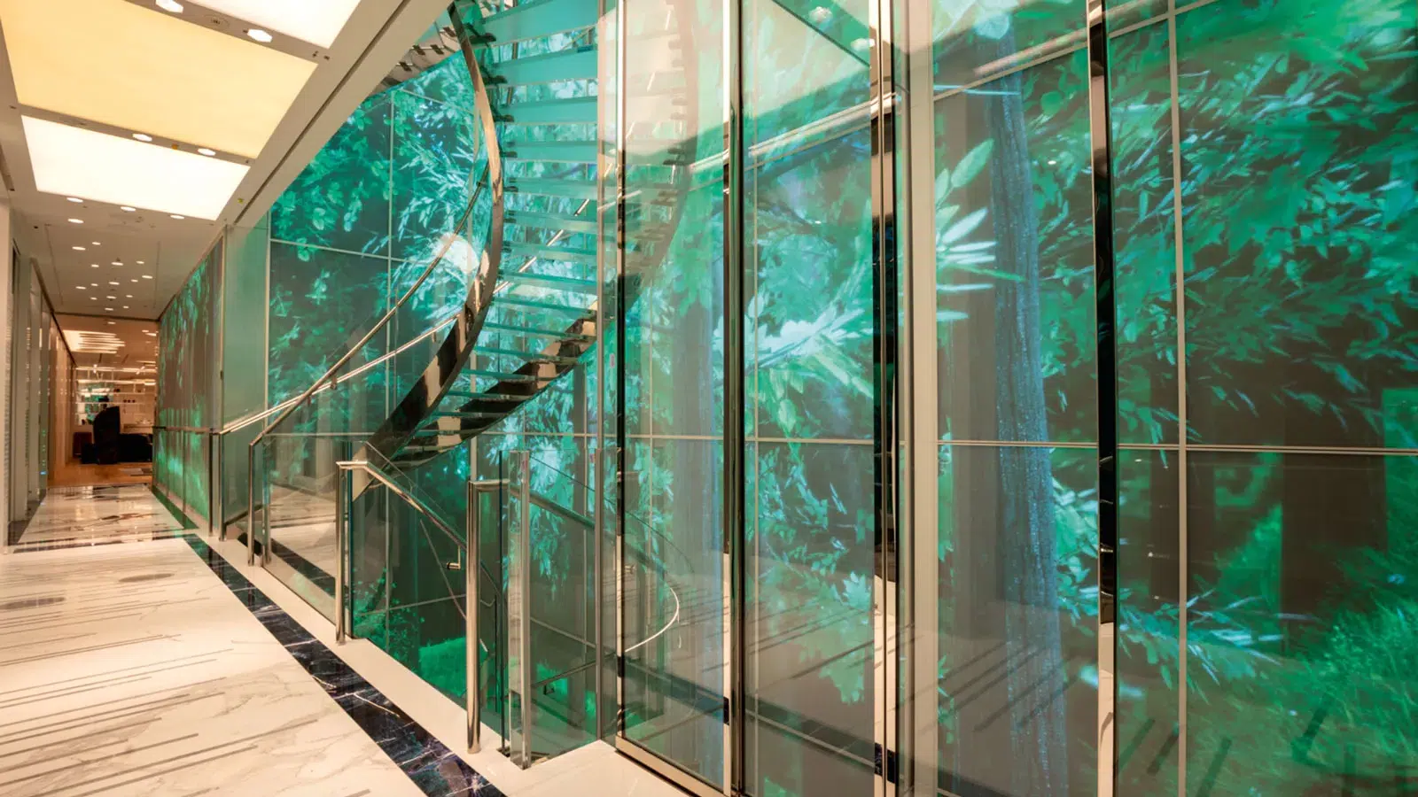 LED Panels line the stairwell of Benetti's Luminosity LED Panels line the stairwell of Benetti's Luminosity