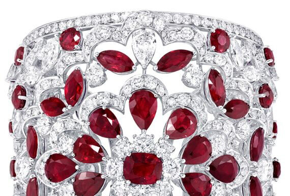 Ruby Jewelry: Iconic High Jewelry Designs by Cartier & Graff Ruby and Diamond High Jewelry Cuff by Graff