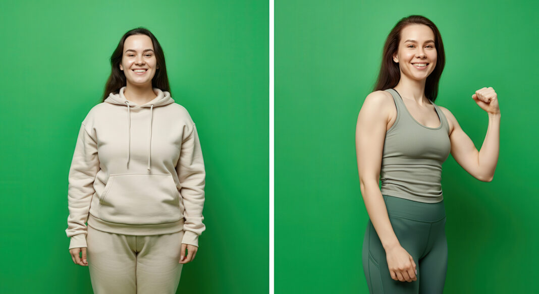 a woman changed her habits by eating healthy and exercising