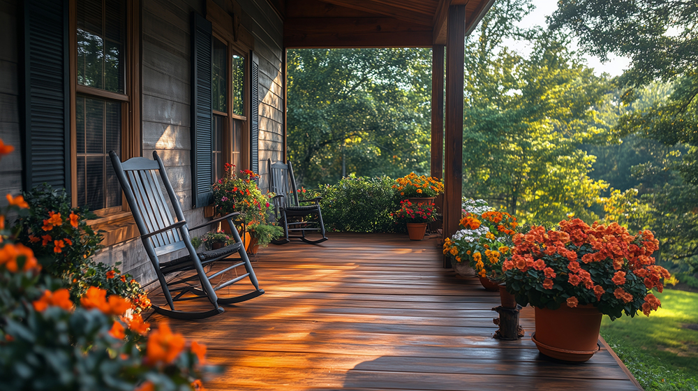 Relaxing porch with rocking chairs