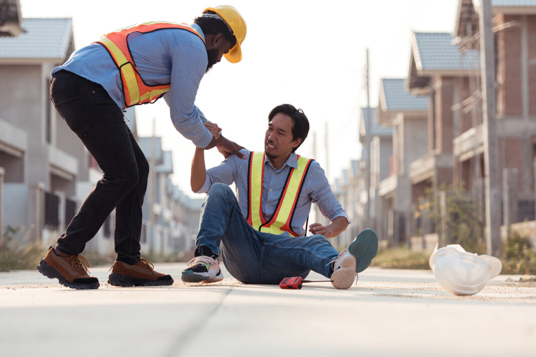 Coworkers provided first aid to a worker who had an accident on