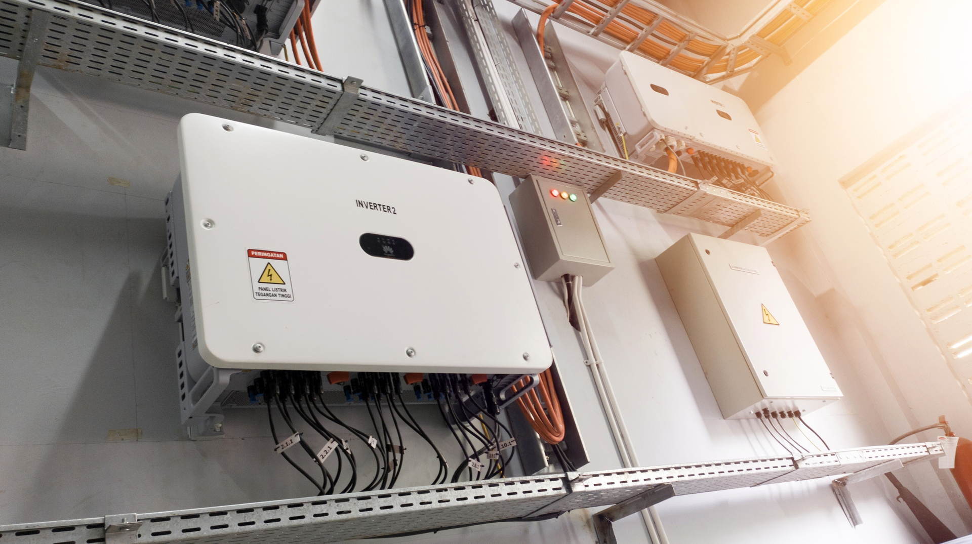 instalation control of inverters solar panel on the wall