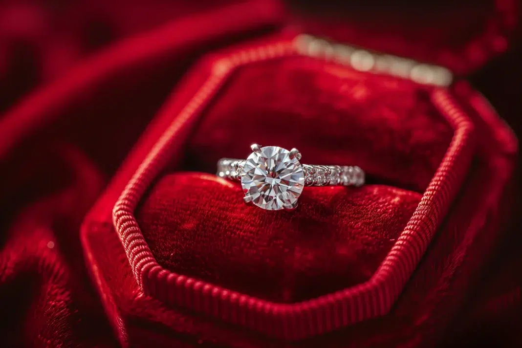 A close-up engagement diamond ring. Photo via vecteezy A close-up engagement diamond ring. Photo via vecteezy