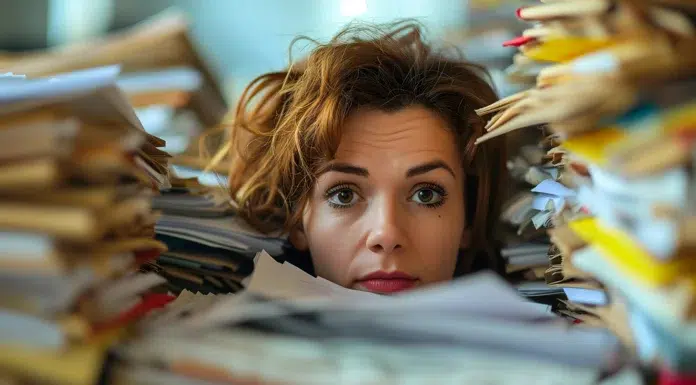How To Know If You Are Being Underpaid For Your Work An overpaid and overworked woman employeed trying to meet deadlines. Photo via vecteezy