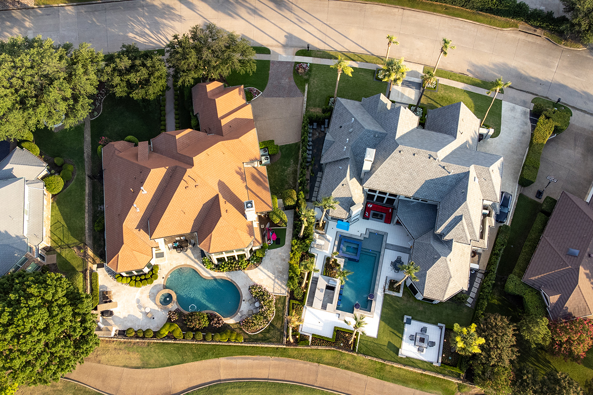 Neighborhood with Luxurious homes. Photo via adobe