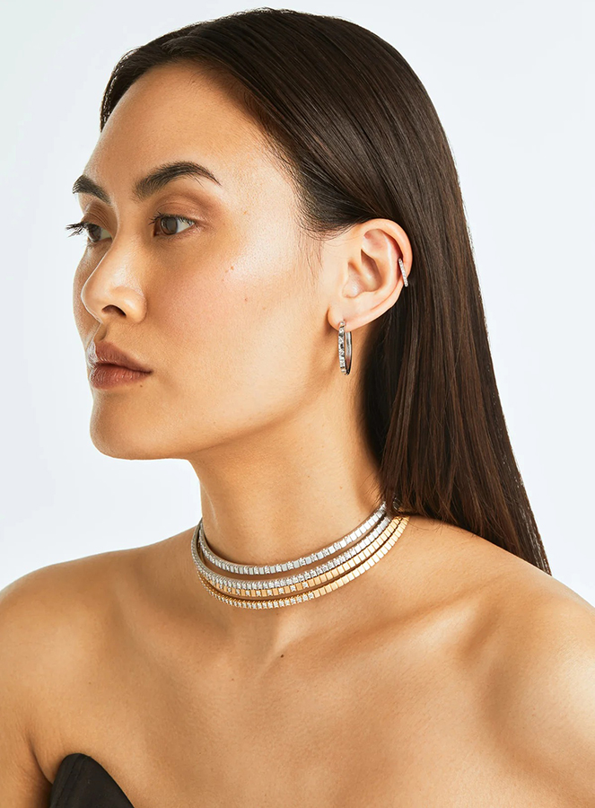 The 14k Gold Mini Sunshine Party Hoops in yellow sapphire