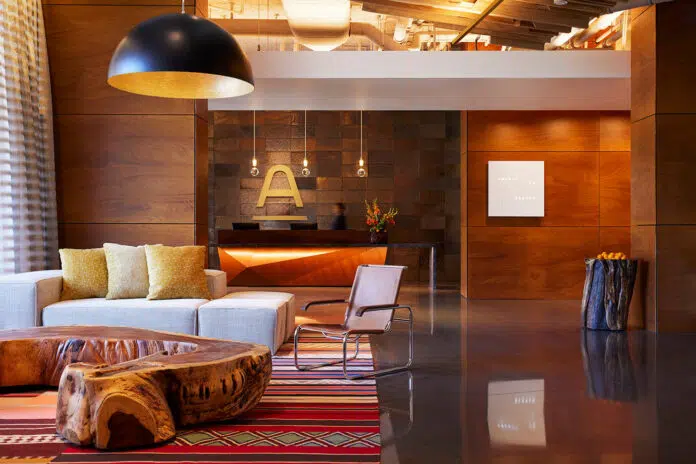The Ameswell Hotel Lobby from Cafe.