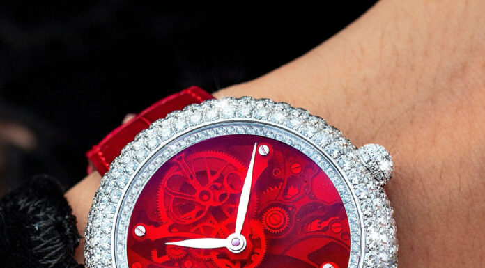 The Best Watches at the Super Bowl LVII Jacob & Co Brilliant Skeleton Northern Lights worned by Briana at Superbowl LVII