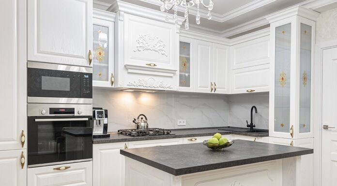 3 Color Schemes That Will Brighten Up Your Kitchen Space White luxury modern kitchen with island with white color palette
