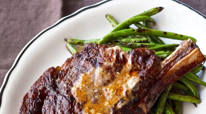 Pan-Seared Rib-Eye Steaks with Chili-Gorgonzola Butter Curtis Stone. A Pan-Seared Rib-Eye Steaks Gorgonzola Butter. Photo by Ray Kachatorian