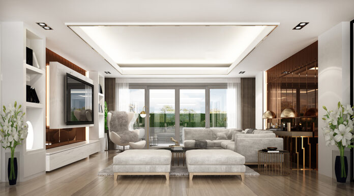 Mastering the Art of Luxury Decor Modern luxury living room interior design and copper texture wal