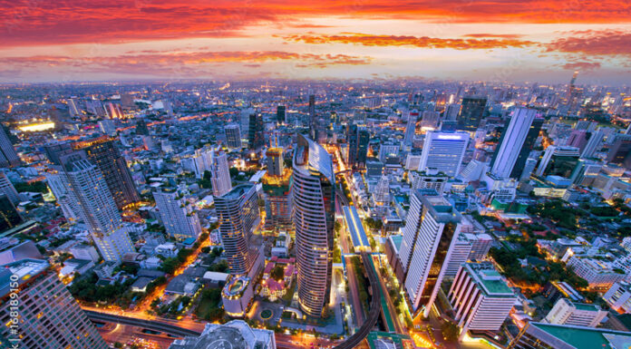 Which Four Seasons Hotel Should You Visit in Thailand? Thailand Bangkok business district aerial view. Photo by Adobe Stock free images