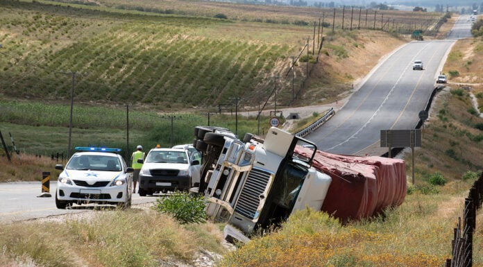 Common Causes of Truck Accidents and How to Pursue Legal Action Overturned truck accident on the freeway. Photo by adobe free stock images