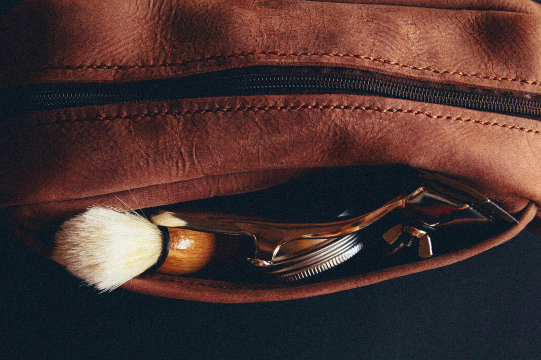 Leather Shaving Bag for men. Photo by Alexander Kirov via unsplash