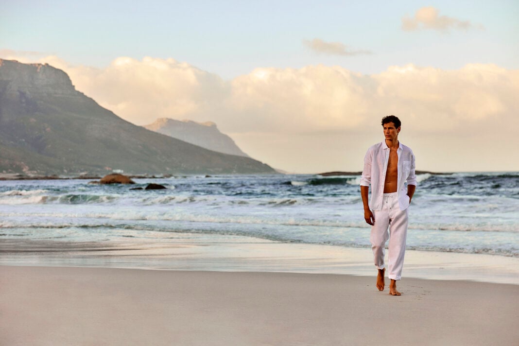 Resortwear Mens White Linen Shirt and Trousers