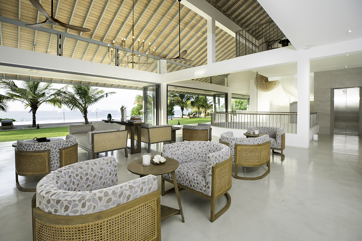 The lounge area is furnished in shades of cream, brown, beige, and white. Photo courtesy of Uga Prāva The lounge area is furnished in shades of cream, brown, beige, and white. Photo courtesy of Uga Prāva