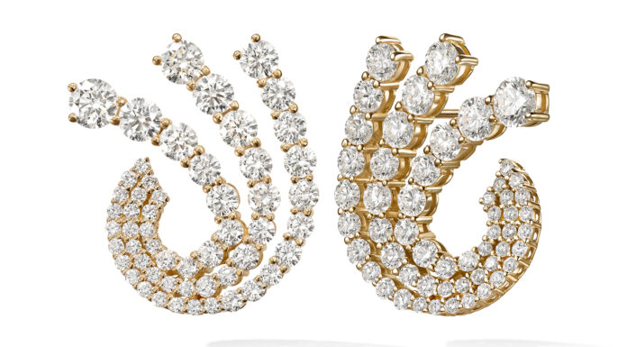 Rocky and Daphne – Melissa Kaye’s New Language in Gold and Gems Melissa Kaye Sydney Wrap Earring Yellow Gold with Diamonds