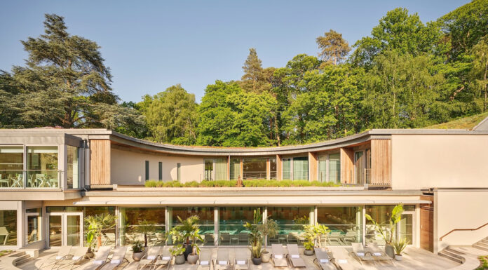 Coworth Park Spa Reopens with Purpose and Calm Coworth Park The Spa at Coworth Park Terrace and exterior Dorchester Collection