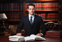 A lawyer at work at his desk in the office