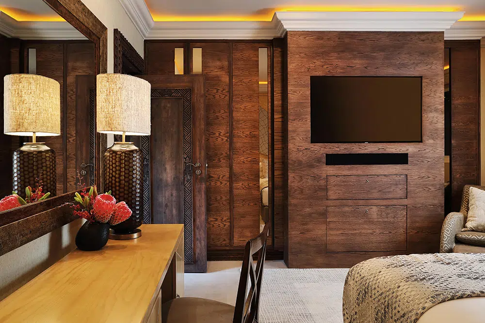 The Nelson Mandela Platinum Suite bedroom at The Saxon Hotel