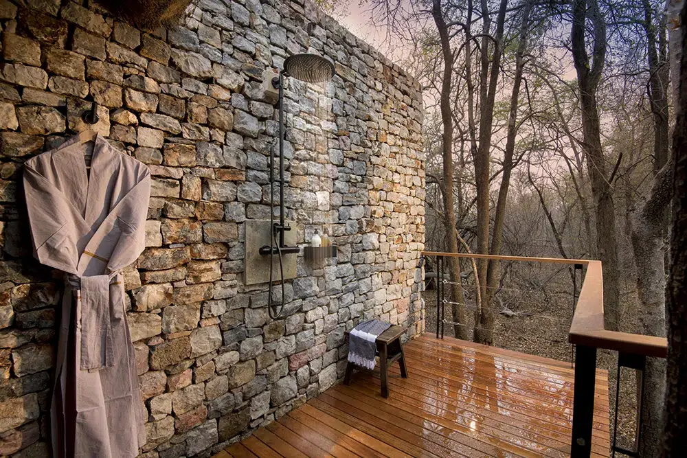 Morukuru River House outside shower Morukuru River House outside shower