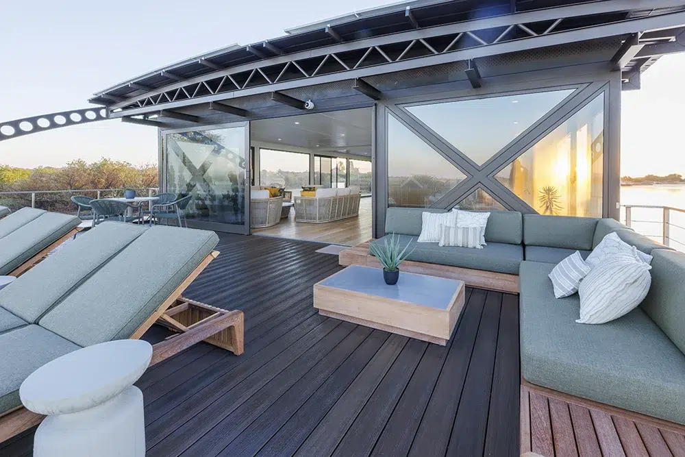 Take in magnificent sunsets from the upstairs deck. Photo courtesy of Pangolin Voyager Take in magnificent sunsets from the upstairs deck. Photo courtesy of Pangolin Voyager