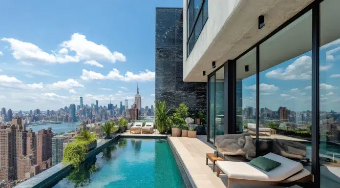 Maximizing ROI: Top Property Types to Invest in Across New York a luxury-rooftop-infinity-pool-on a top property in New York, overlooking-manhattan skyline