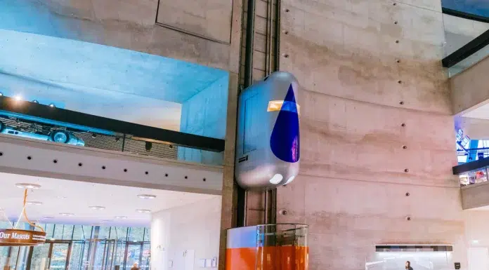 Mercedes-Benz Museum: A Vertical Journey Through Design Mercedes-Benz Museum close-up visitors lifts. Courtesy of Mercedes-Benz Museum