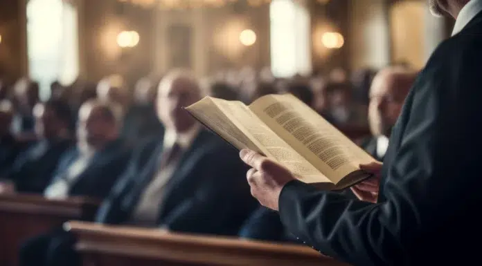 How Christian Sermons Online help Believers stay Spiritually Grounded during busy Workweeks A Pastor holding a Bible in his hands at a Sermon. Photo via vecteezy