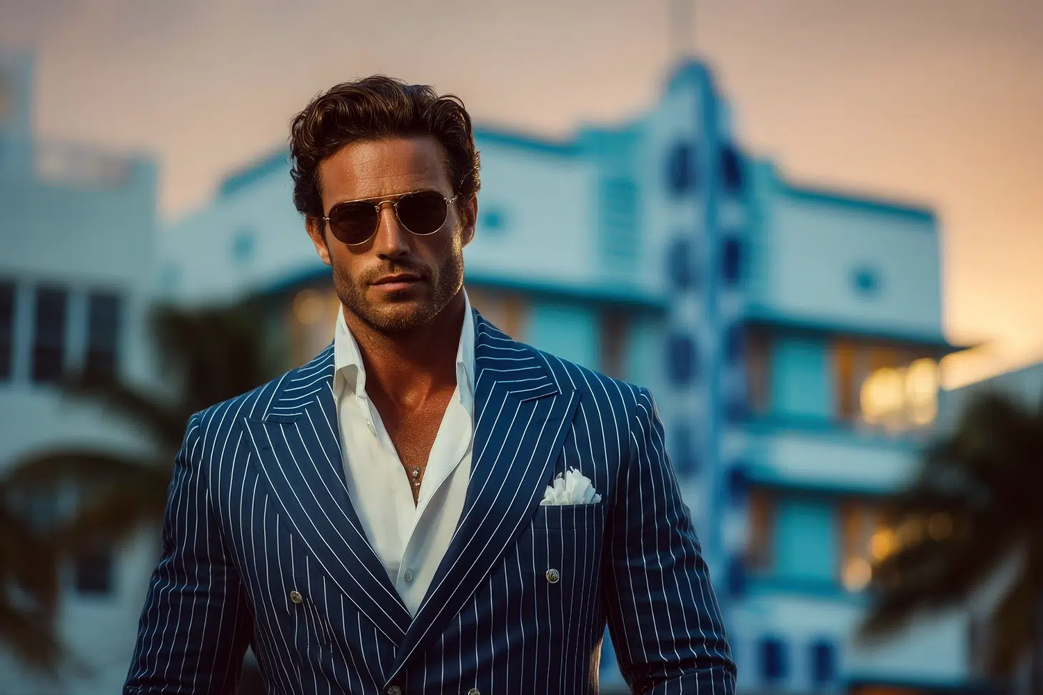 A well dressed man enjoying the Miami theme at sunset. Photo via vecteezy A well dressed man enjoying the Miami theme at sunset. Photo via vecteezy