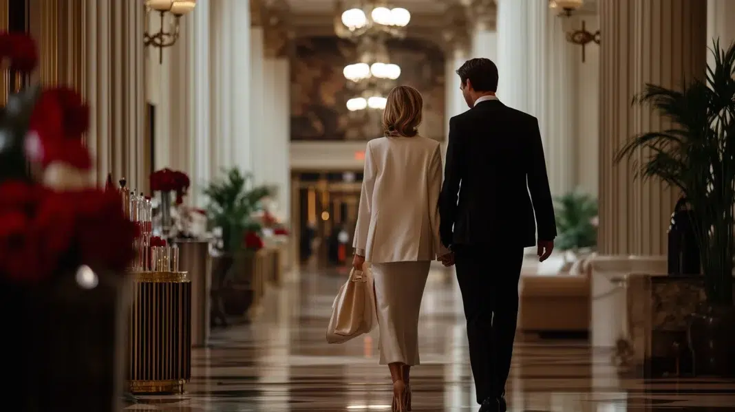 Elegant couple walking inside a five star luxury hotel. Photo via vecteezy Elegant couple walking inside a five star luxury hotel. Photo via vecteezy