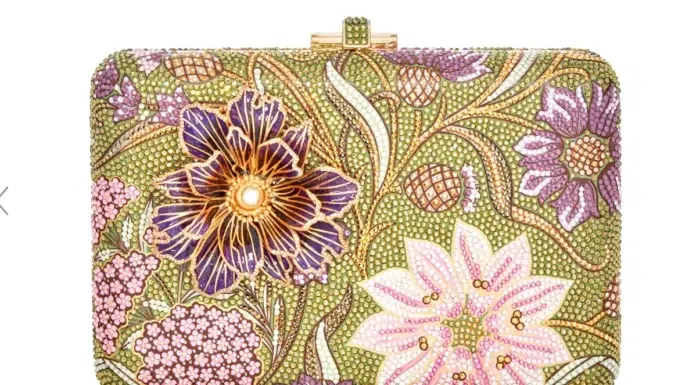 Judith Leiber Couture’s New Icons Judith Leiber Slim Slide Dancing Floral Clutch,