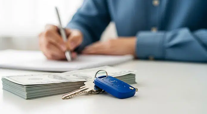 Maximising Your Vehicle Finance Experience: Essential Tips for Consumers a person signing his vehicle finance paperwork. Photo via vecteezy