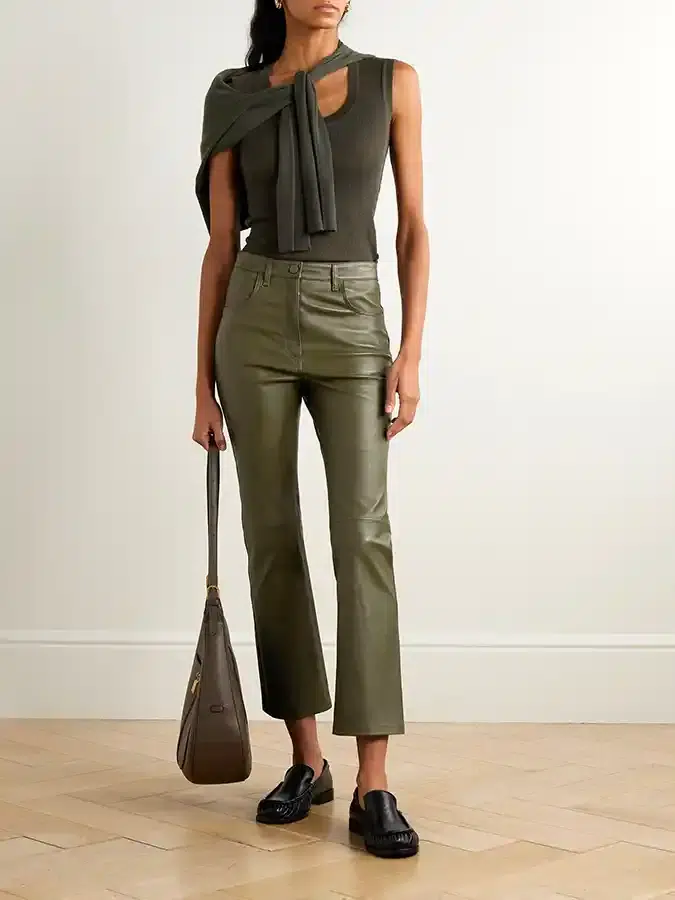 Joseph Duke Cropped Leather Flared Trousers Joseph Duke Cropped Leather Flared Trousers