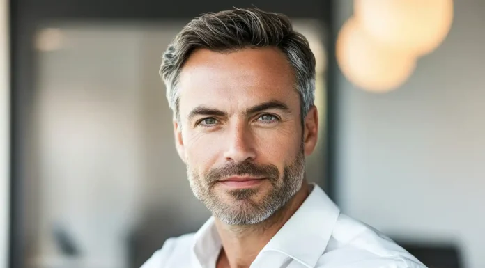 PRP Hair Treatment: A Modern Approach to Non-Surgical Hair Restoration A distiguished men after a non-surgical hair restoration treatment. Photo vecteezy-medium