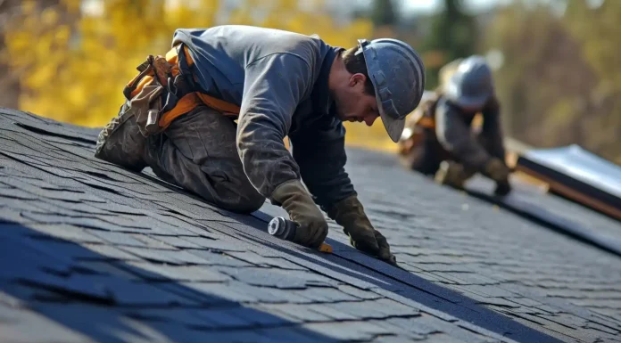 How Roof Replacements Improve Long-Term Weather Resilience A worker replacing the roof to improve long-term weather resilience. Vecteezy-medium