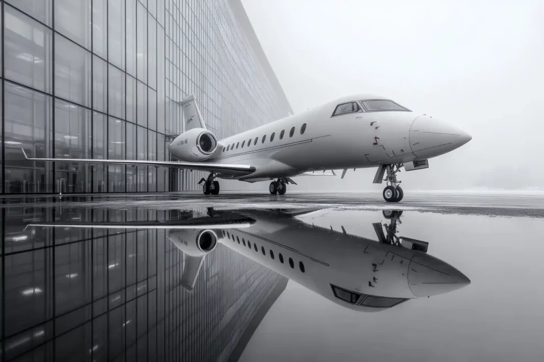 Private jet on misty runway reflecting quiet luxury and fractional aviation mobility. Photo vecteezy Private jet on misty runway reflecting quiet luxury and fractional aviation mobility. Photo vecteezy