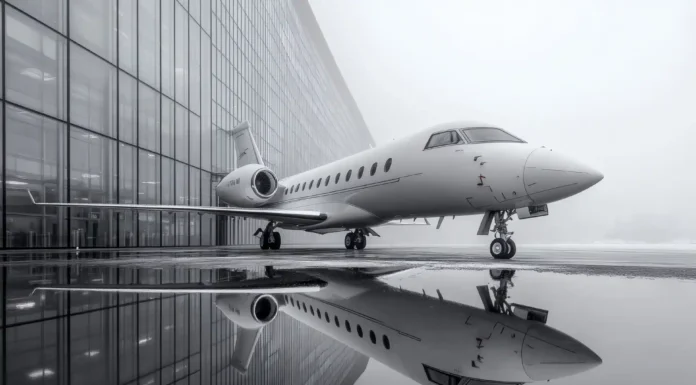Fractional Private Aviation: The New Architecture of Elite Mobility Private jet on misty runway reflecting quiet luxury and fractional aviation mobility. Photo vecteezy