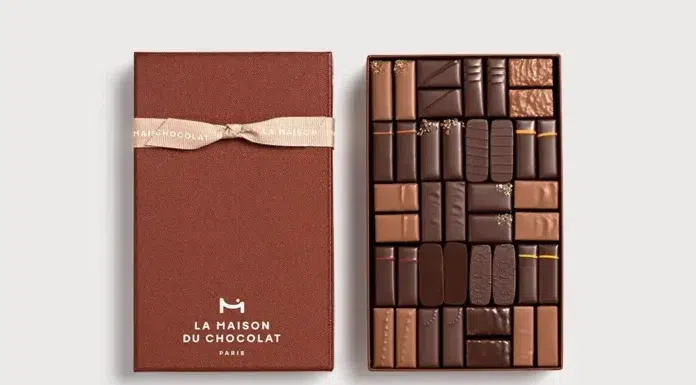 The Sweetest Treats for the Sweetest Sweethearts Assorted luxury pralines by La Maison du Chocolat in a leather-style presentation box